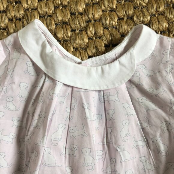 Jacadi Girls 36m cat print cotton poplin blouse with collar - Picture 2 of 4